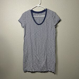 Universal Thread Blue & White Striped T-Shirt Dress Sz Medium 100% Cotton Casual